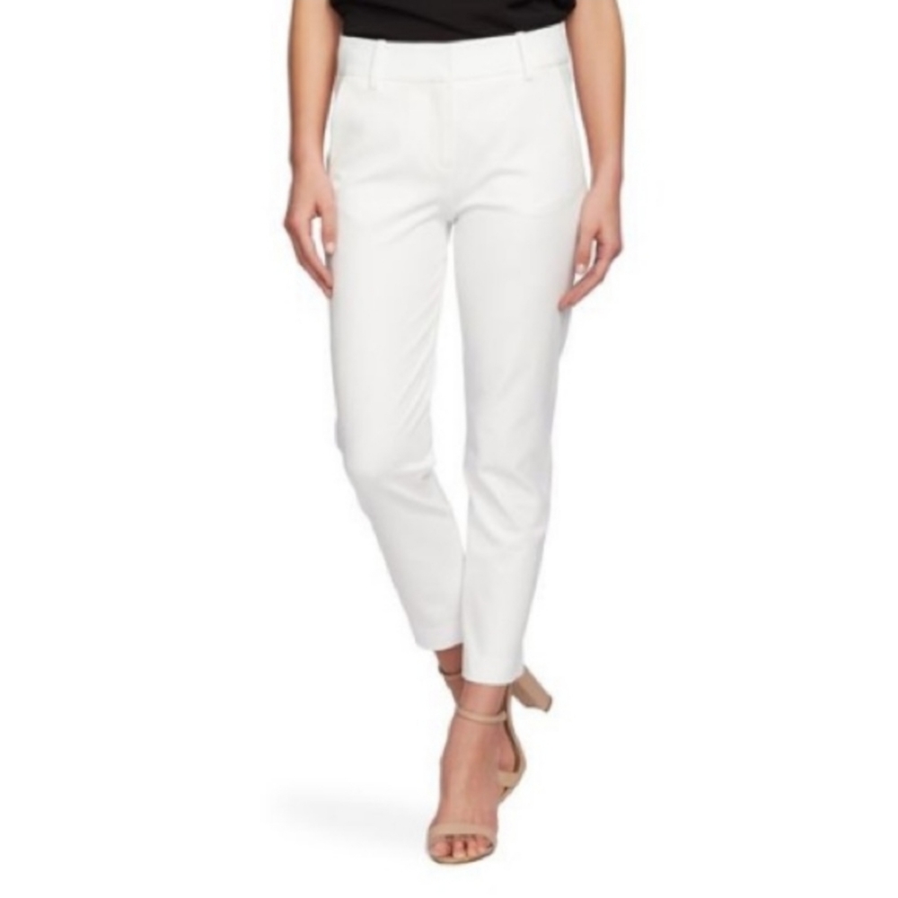 NWT! CeCe by Cynthia Steffe White Soft Ecru Straight Leg Pants 2